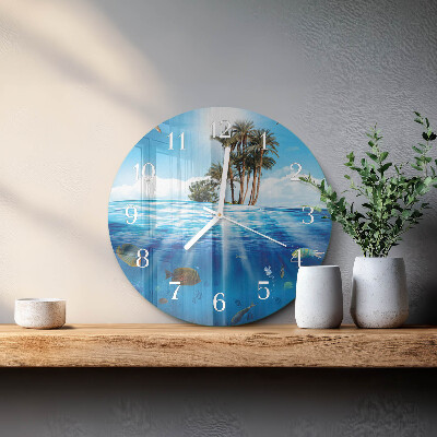 Glas wanduhr Fischinsel