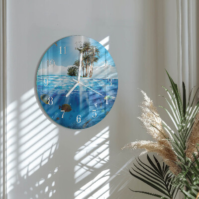 Glas wanduhr Fischinsel