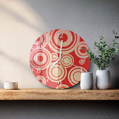 Glas wanduhr Rote Kreise