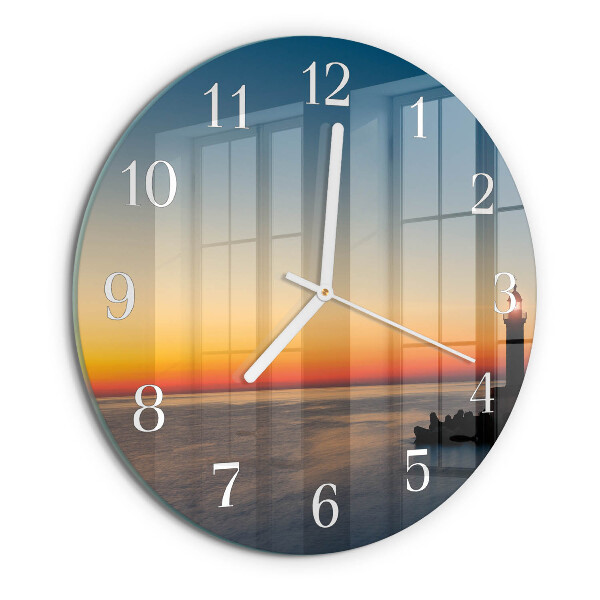 Glas wanduhr Leuchtturm Meer