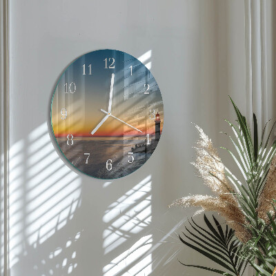 Glas wanduhr Leuchtturm Meer