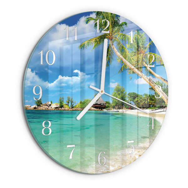 Glas wanduhr Strandpalmen