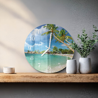 Glas wanduhr Strandpalmen