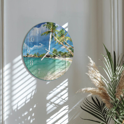 Glas wanduhr Strandpalmen