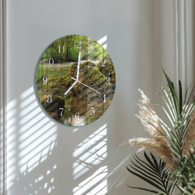 Glas wanduhr Landschaft Fluss