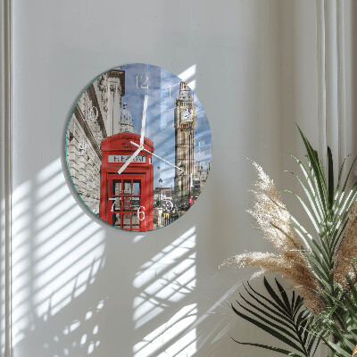 Glas wanduhr Rote Telefonzelle