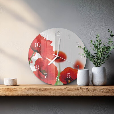 Glas wanduhr Mohnblumen
