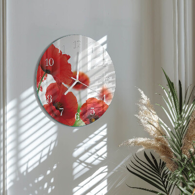 Glas wanduhr Mohnblumen