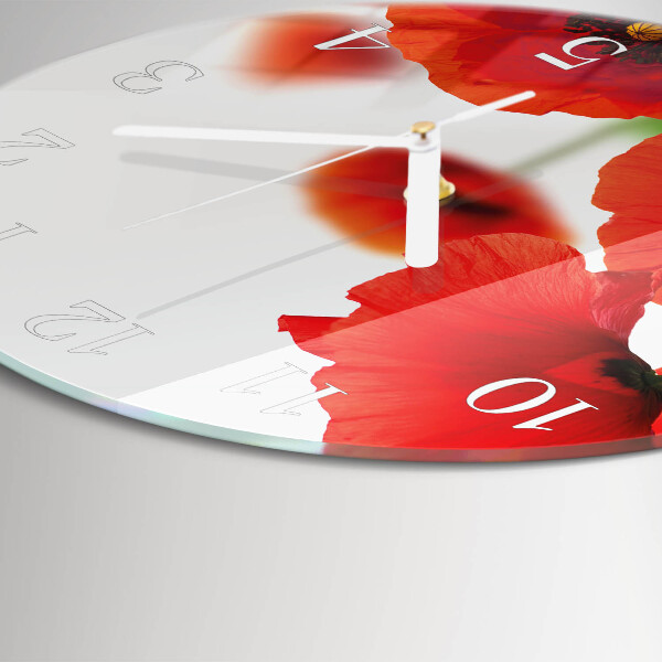 Glas wanduhr Mohnblumen