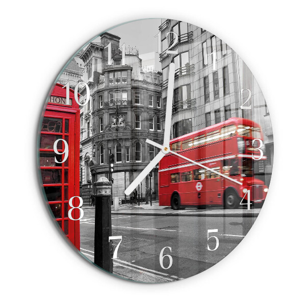 Glas wanduhr Roter Bus