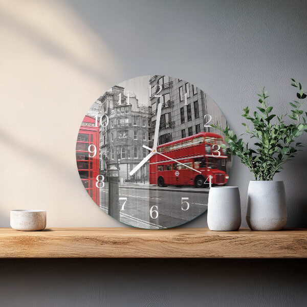 Glas wanduhr Roter Bus