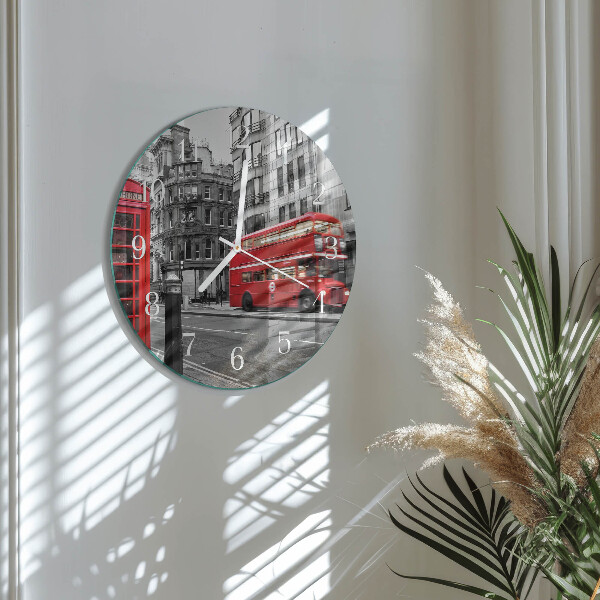 Glas wanduhr Roter Bus