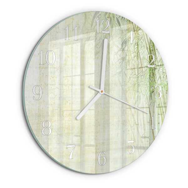 Glas wanduhr Bambuspflanze