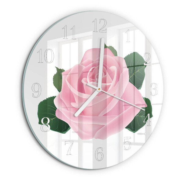 Glas wanduhr Rose