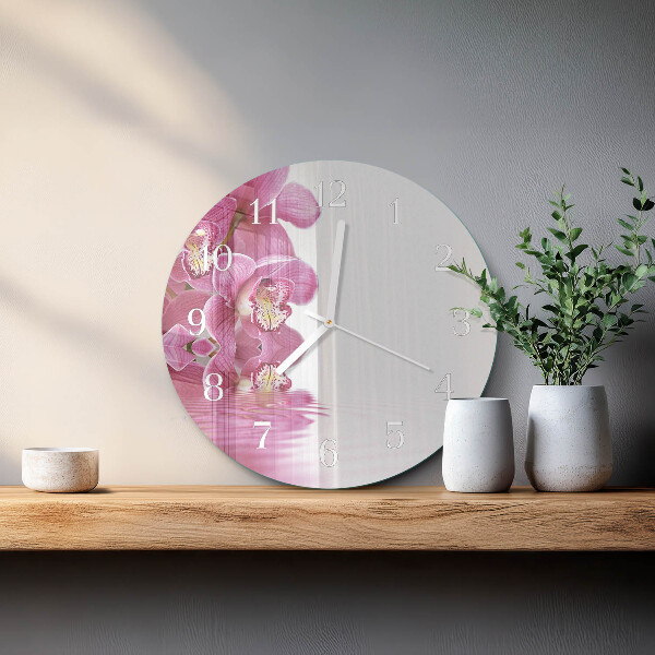 Glas wanduhr Orchidee