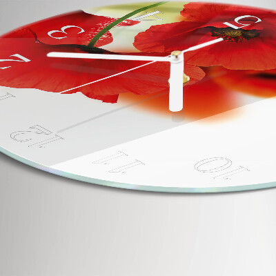 Glas wanduhr Mohnblumen