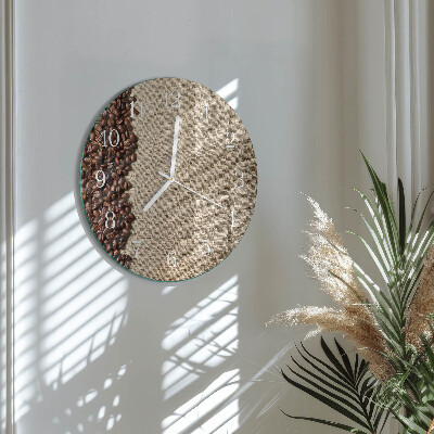 Glas wanduhr Kaffeebohnen
