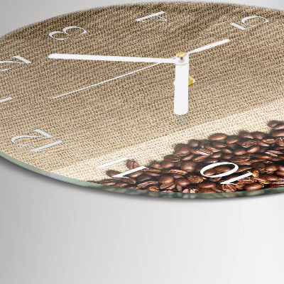 Glas wanduhr Kaffeebohnen