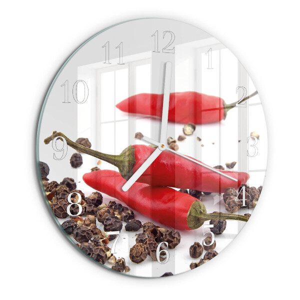 Glas wanduhr Chilischoten