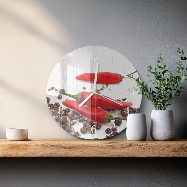 Glas wanduhr Chilischoten
