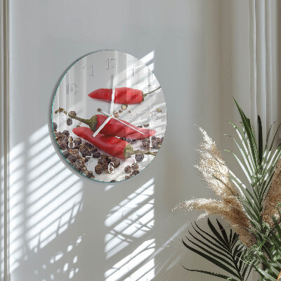 Glas wanduhr Chilischoten