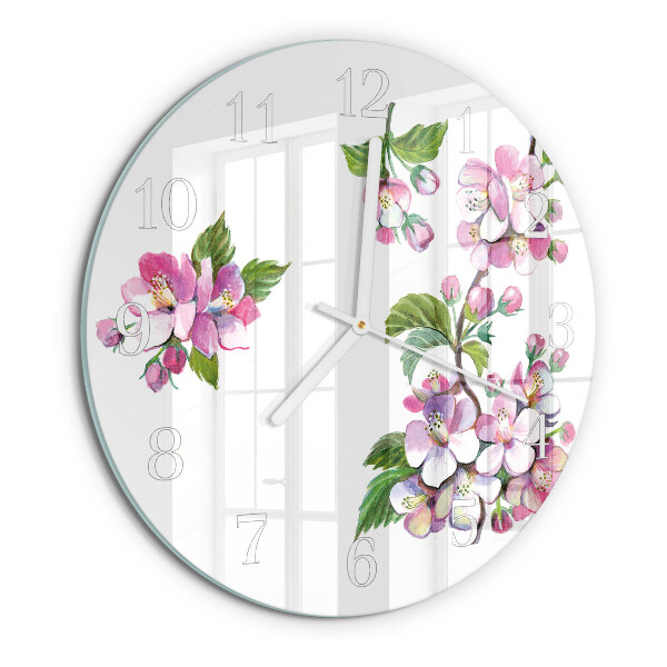 Glas wanduhr Blumen