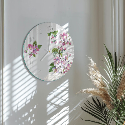 Glas wanduhr Blumen