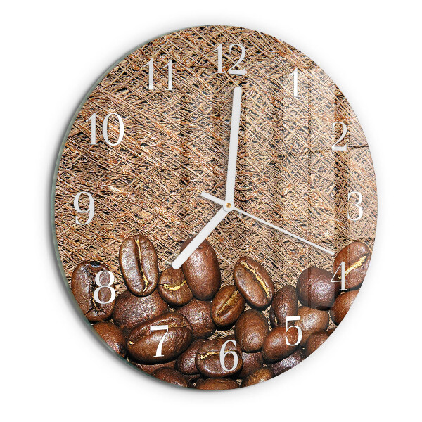 Glas wanduhr Kaffeebohnen