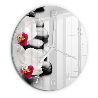 Glas wanduhr Orchideensteine