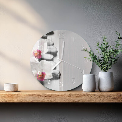 Glas wanduhr Orchideensteine