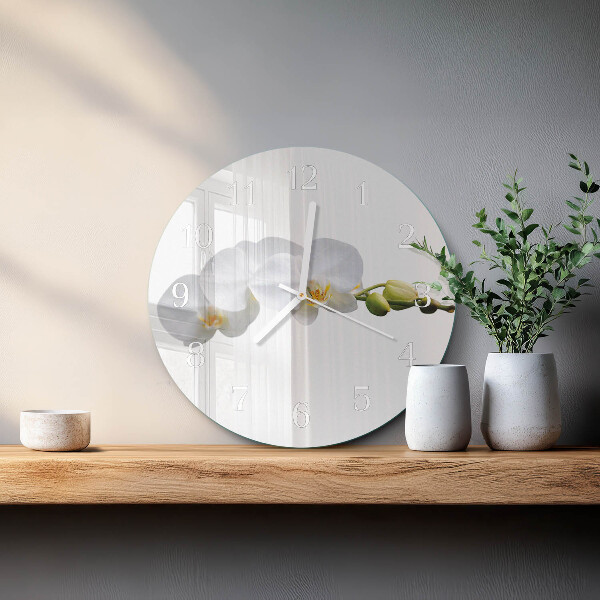 Glas wanduhr Orchidee
