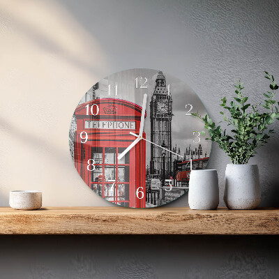 Glas wanduhr Rote Telefonzelle