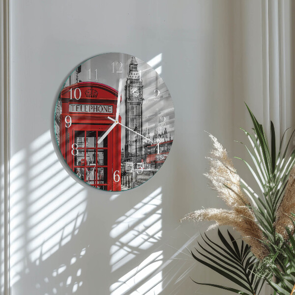 Glas wanduhr Rote Telefonzelle