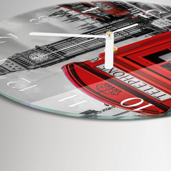 Glas wanduhr Rote Telefonzelle