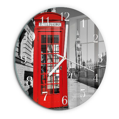 Glas wanduhr Rote Telefonzelle