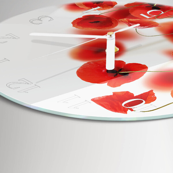 Glas wanduhr Mohnblumen