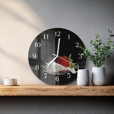 Glas wanduhr Erdbeere