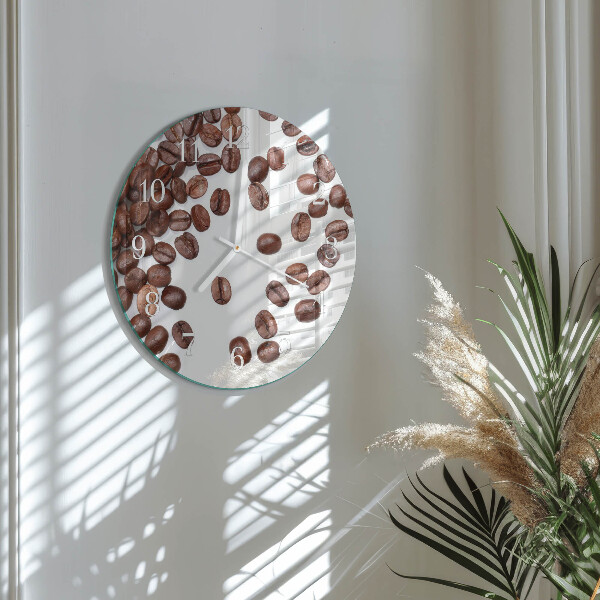 Glas wanduhr Kaffeebohnen