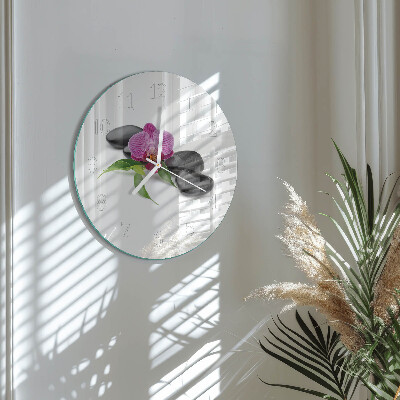 Glas wanduhr Orchidee