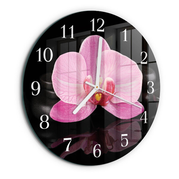 Glas wanduhr Orchidee