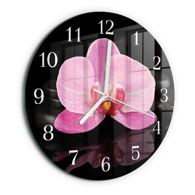 Glas wanduhr Orchidee
