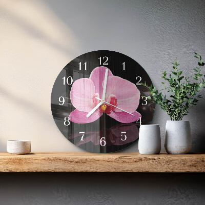 Glas wanduhr Orchidee