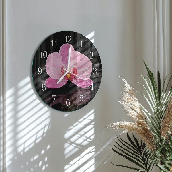 Glas wanduhr Orchidee