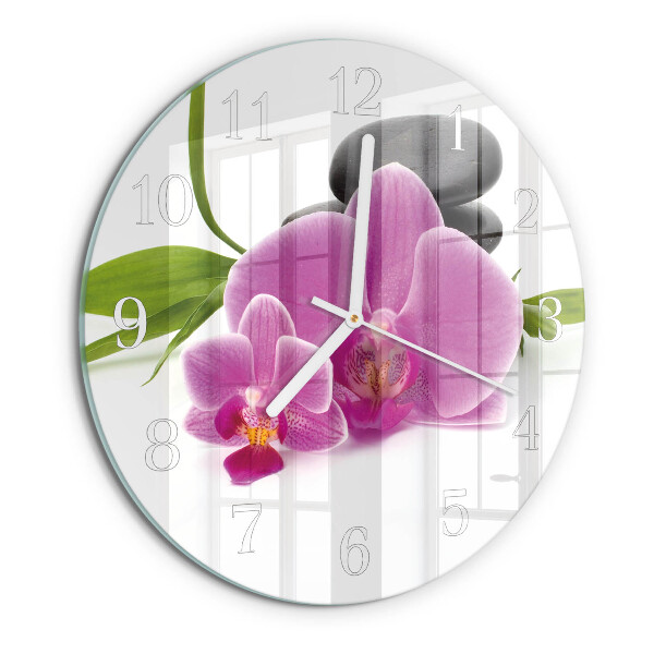 Glas wanduhr Orchidee