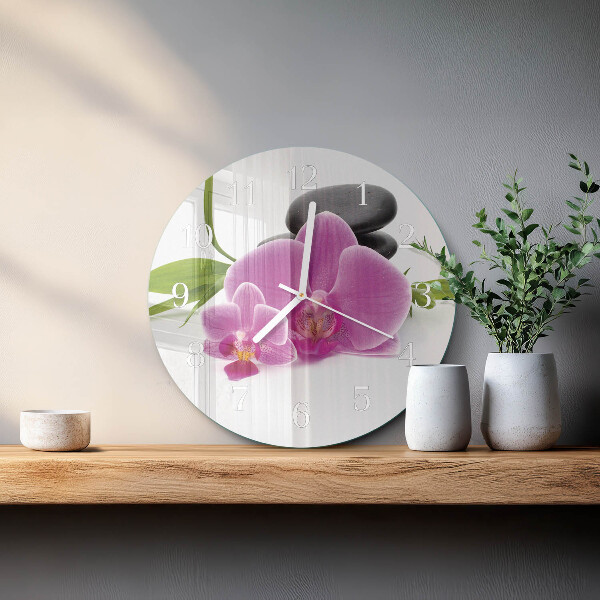 Glas wanduhr Orchidee