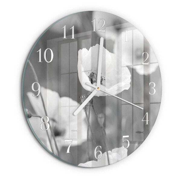 Glas wanduhr Mohnblumen