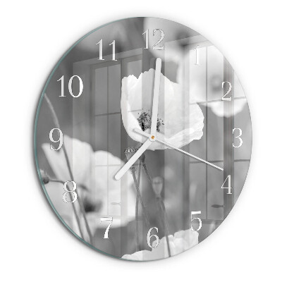 Glas wanduhr Mohnblumen