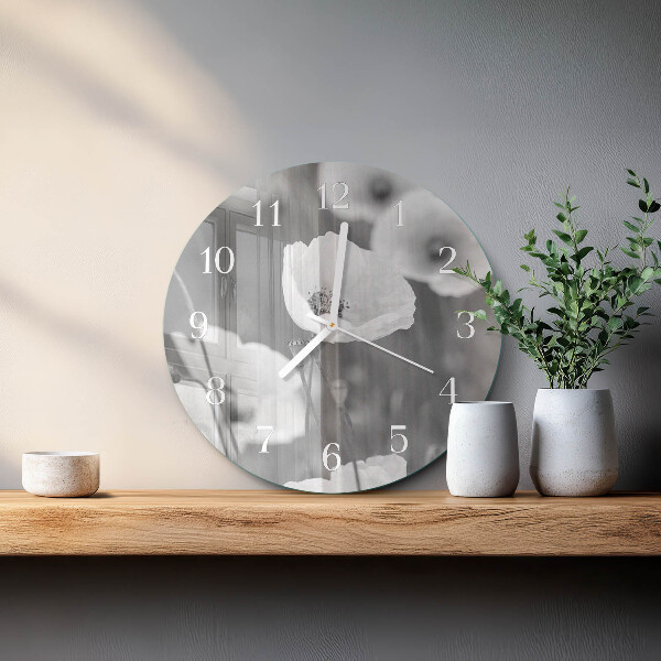 Glas wanduhr Mohnblumen