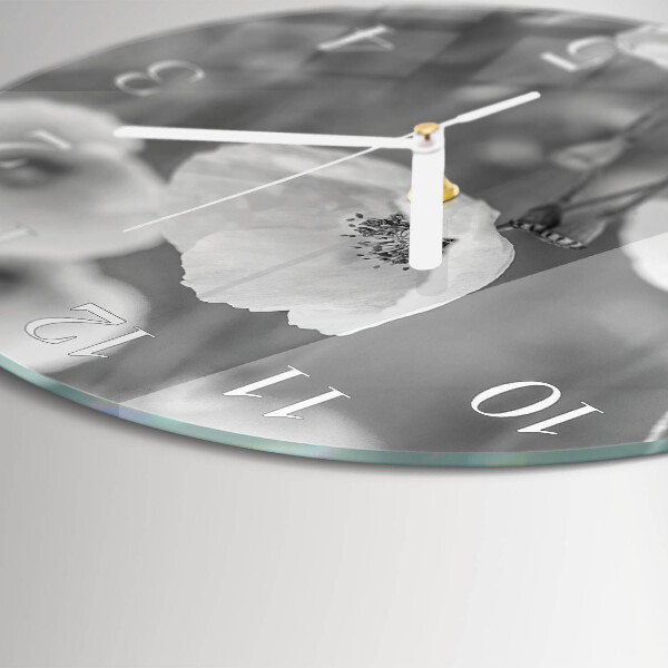 Glas wanduhr Mohnblumen