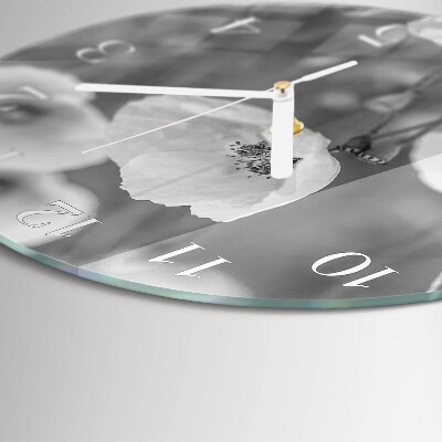 Glas wanduhr Mohnblumen